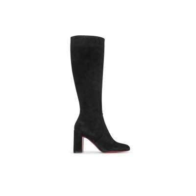 CHRISTIAN LOUBOUTIN CAVALIKA 85 BLACK SUEDE BOOTS 